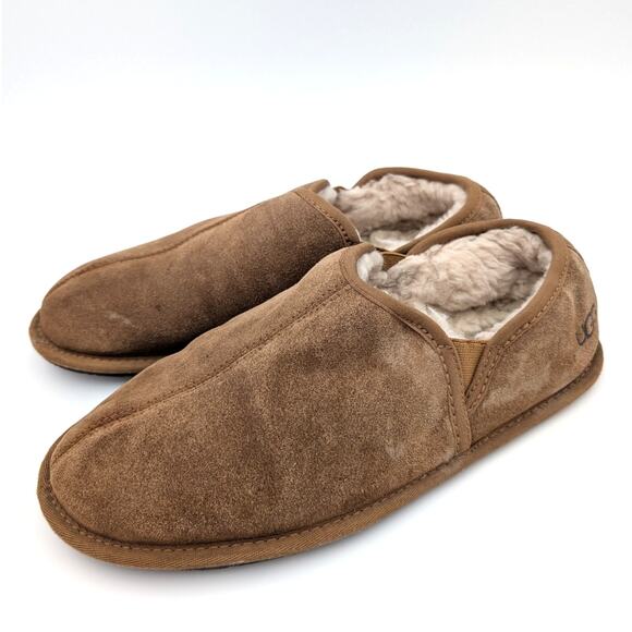 UGG Scuff Romeo II Men's Suede Sheepskin Slippers Chestnut Size US10 EU43 - Picture 1 of 13